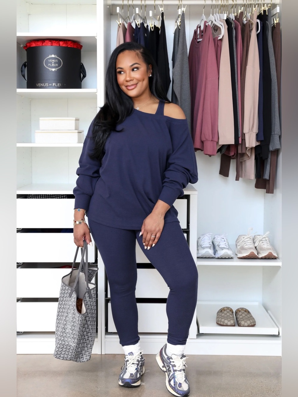 Fancy Homebody Signature Ribbed: Essential 3PC Set - Navy - Picture 3 of 5